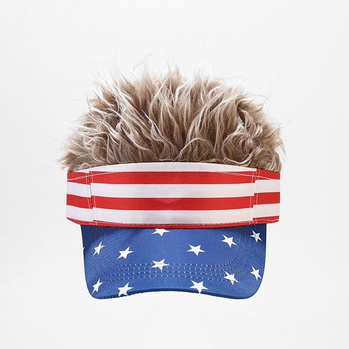 Wholesale American flag five-pointed star striped wig baseball cap