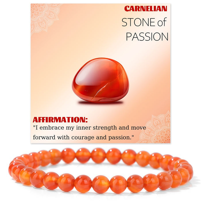 Wholesale 6mm stone bead bracelet with elastic cord card packaging