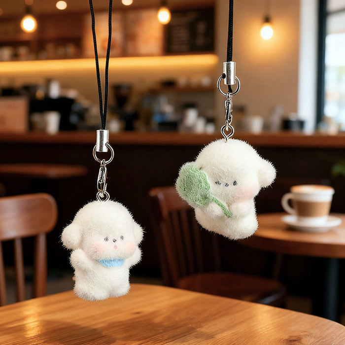 Wholesale 3D Flocked Resin Dog Keychain