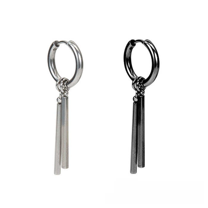Wholesale Titanium steel earrings with high-end feel, earrings with double sticks, earrings with pendants