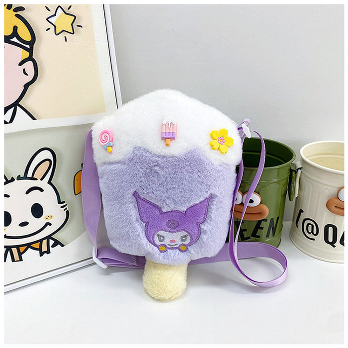 Wholesale New plush ice cream bag, cute doll shoulder bag, children's crossbody bag, coin purse