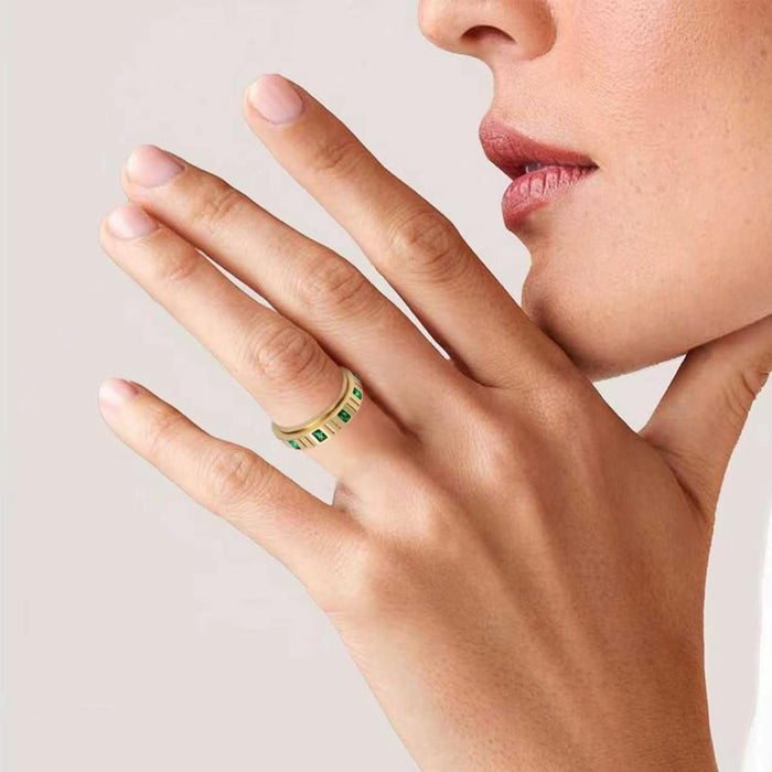Wholesale Stainless Steel Diamond-Encrusted Ring Set Fashion Jewelry Gift for Women Boutique