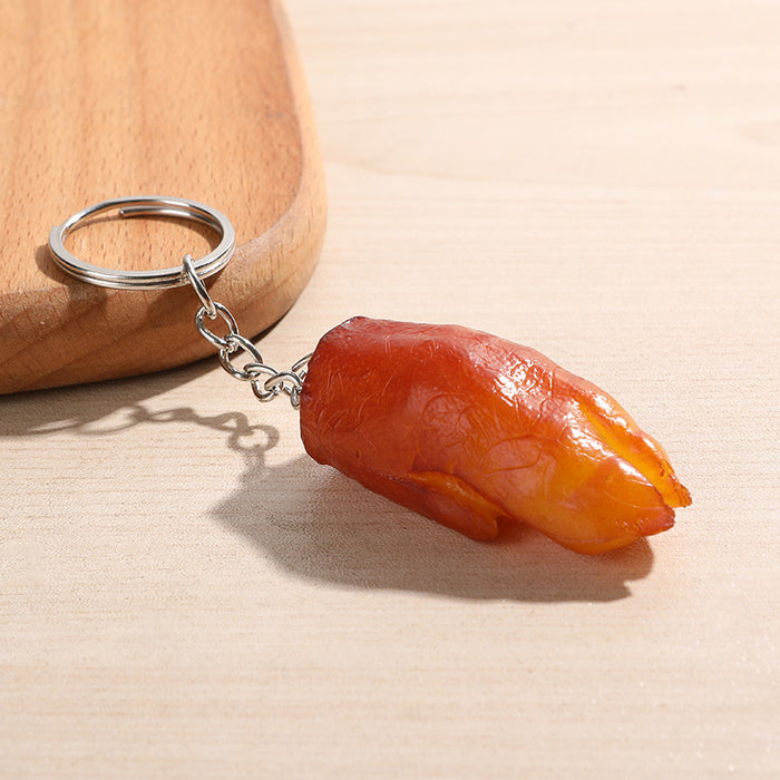 Wholesale PVC Simulated Food Keychain Realistic Chicken Leg Wings Braised Pork Design Chic Bag Charm For Car Keys MOQ≥5
