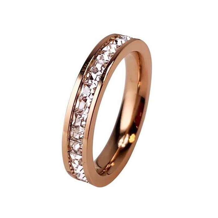 Wholesale Super Sparkling Starry Sky Titanium Steel Zircon Ring with Light Luxury and Niche Design