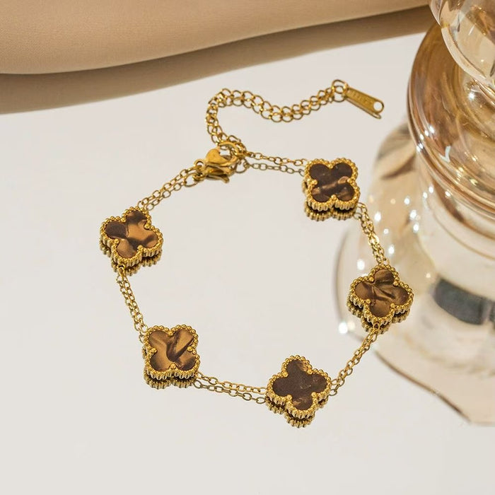 Wholesale 13mm Four Leaf Clover Bracelet Non Fading Five Flower Fritillaria Versatile Bracelet, Unique Handpiece