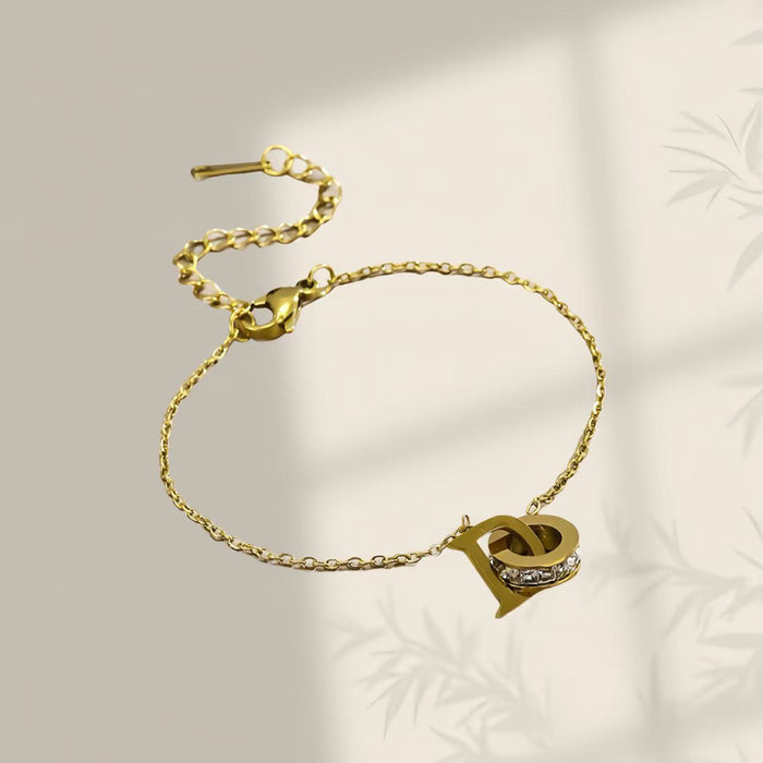 Wholesale New diamond studded D-letter necklace, light luxury, simple and fashionable, versatile titanium steel