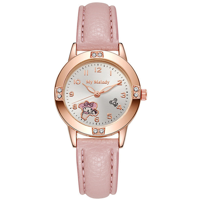 Wholesale Rose gold diamond strap women' s cartoon quartz watch