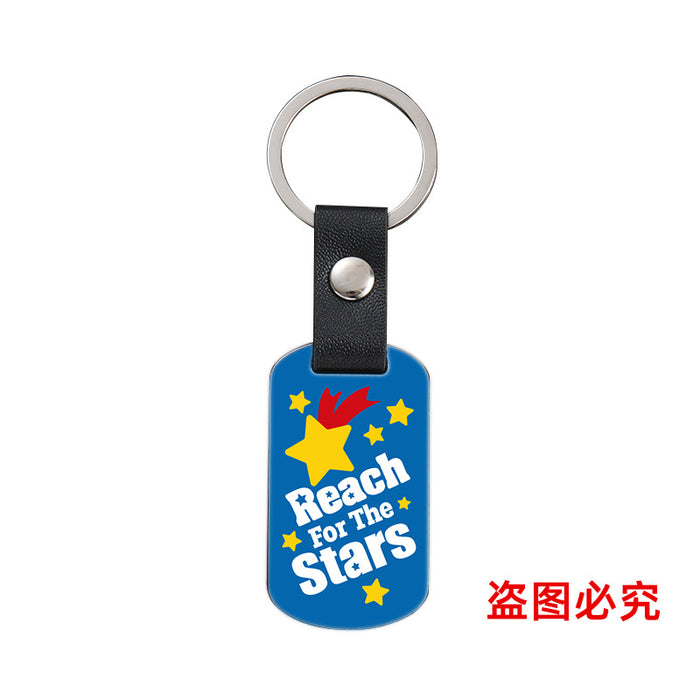 Wholesale Inspirational Positive Color Printing Leather Buckle Metal Keychains JDC-KC-GangGu052