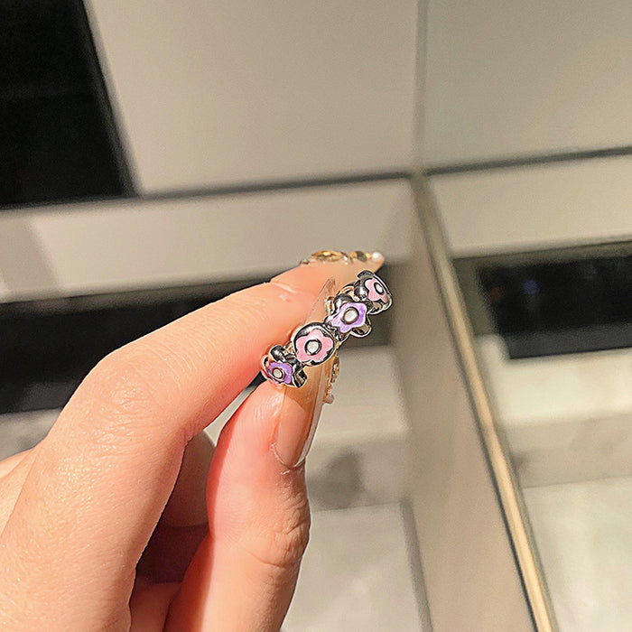 Wholesale Simple geometric flower ring, niche design, versatile ring bracelet