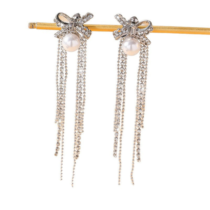 Wholesale Bow Rhinestone Dangle Earrings Trendy Jewelry Accessory MOQ≥2