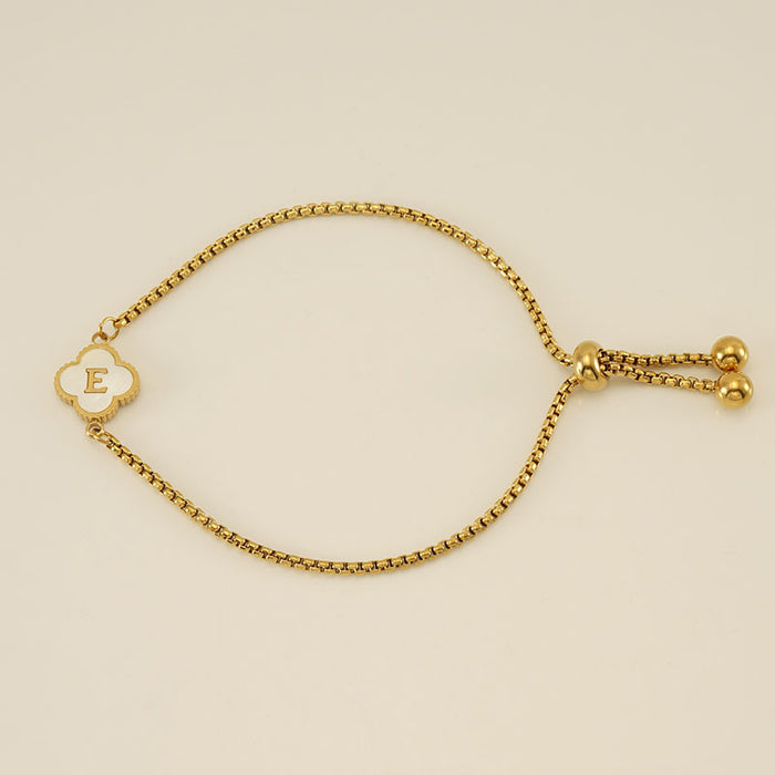 Wholesale Stainless Steel Seashell Four-Leaf Clover Letter Bracelet