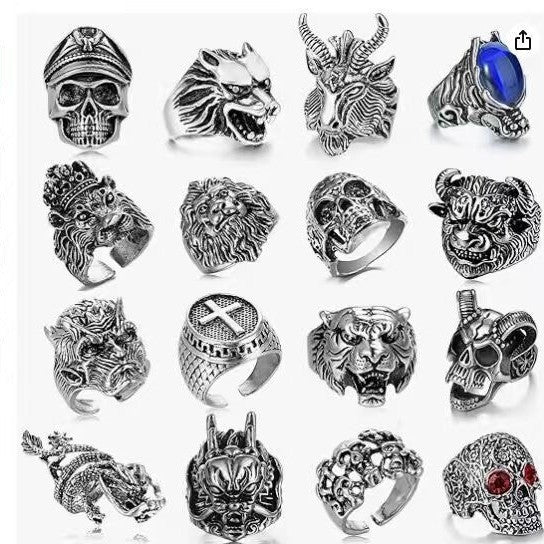 Wholesale Skull and Animal Head Ring Set Alloy Unisex Fashion Accessory Gift