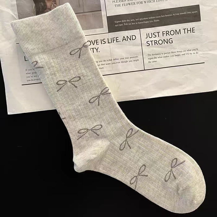 Wholesale Ballet style bow socks, mid length socks, personalized and sweet socks