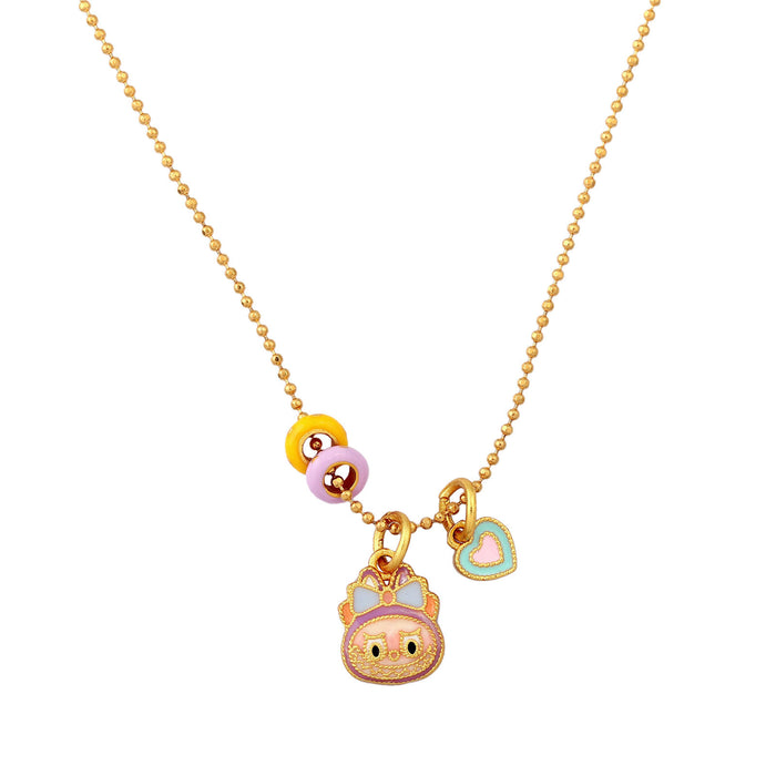 Wholesale Necklace Earrings  Cartoon Cute Metal Enamel Set Pendant Ear Pin Holiday Gift