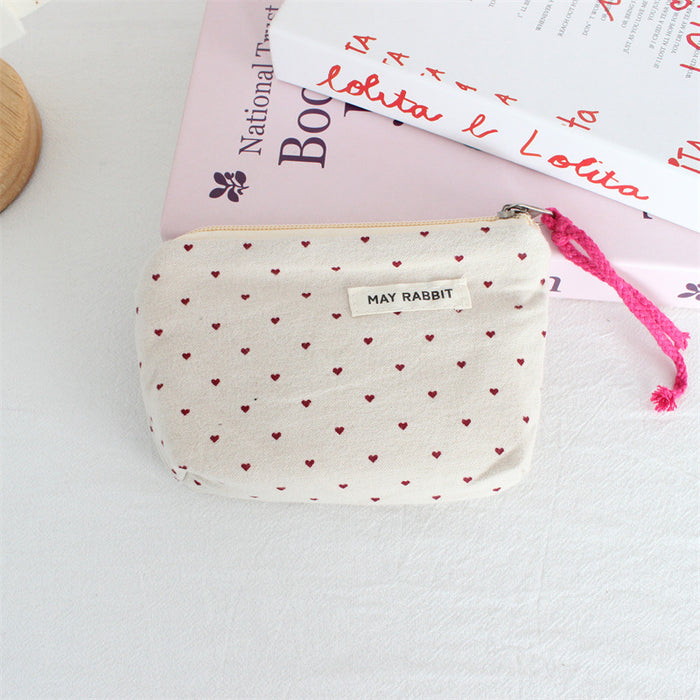 Wholesale Polka Dot Coin Purse Cotton Canvas Drawstring Pouch Stylish Wristlet Bag For Women Everyday Trendy Accessory