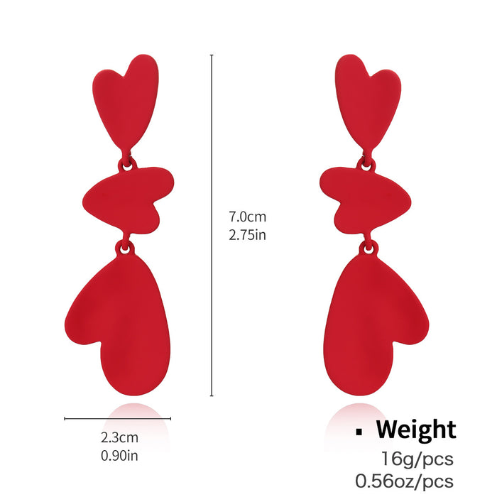 Wholesale Red Geometric Heart Earrings Oil Drop Multi-color Irregular Alloy Earrings JDC-ES-KenJie002