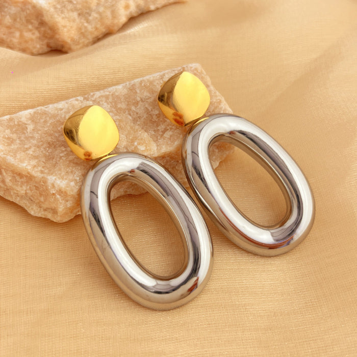Wholesale Water Drops Contrast Color Stainless Steel Earrings