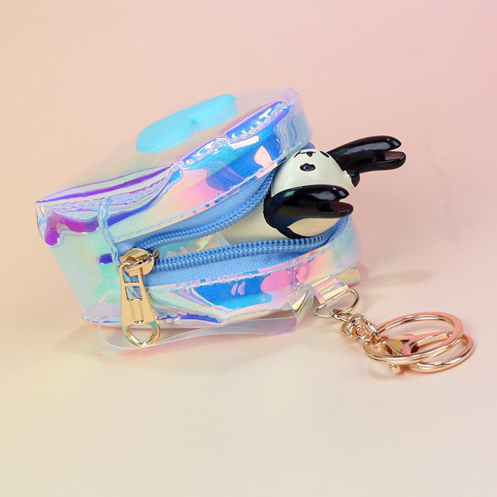 Wholesale Trendy Plush Heart Shaped Backpack Coin Purse With Holographic Finish Pink Zip Wallet Key Pouch For Everyday And Street Style