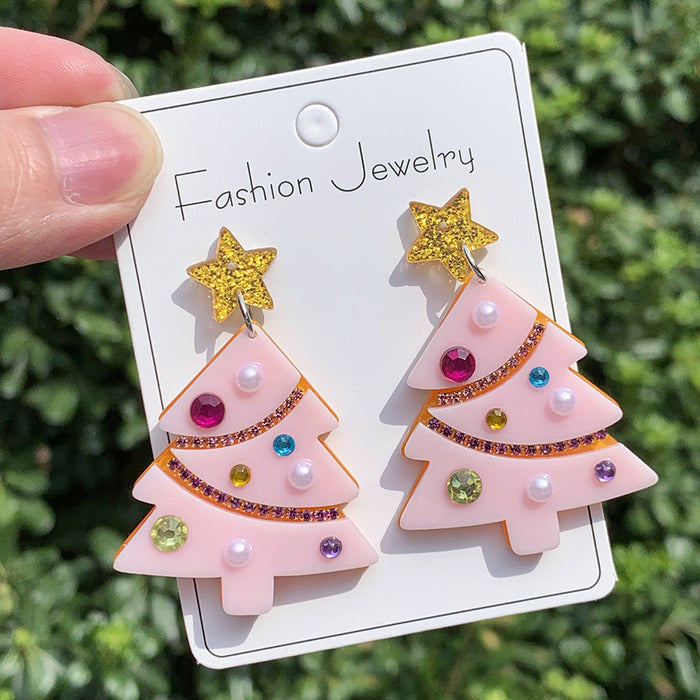 Wholesale fashion creative acrylic Christmas earrings