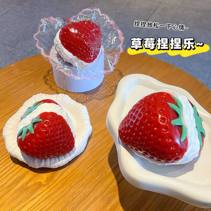 Wholesale Food Grade Silicone Strawberry Stress Relief Squeeze Keychain Bag Charm Stylish Gift