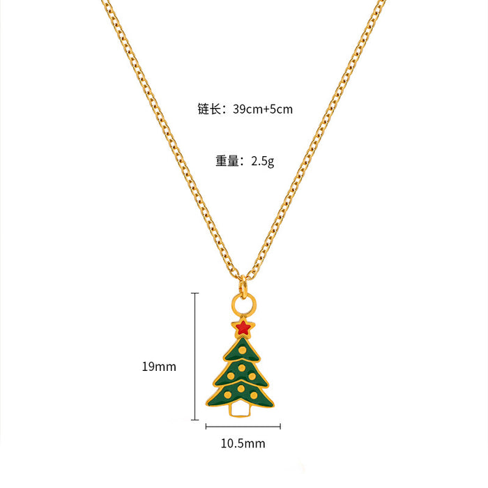 Wholesale Christmas Cartoon Oil Dripping Creative Design Necklace