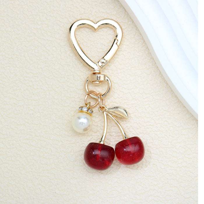 Wholesale Cute Fruit-Shaped Cherry Keychain Zinc Alloy Bag CharmTrendy Gift for Women MOQ≥2