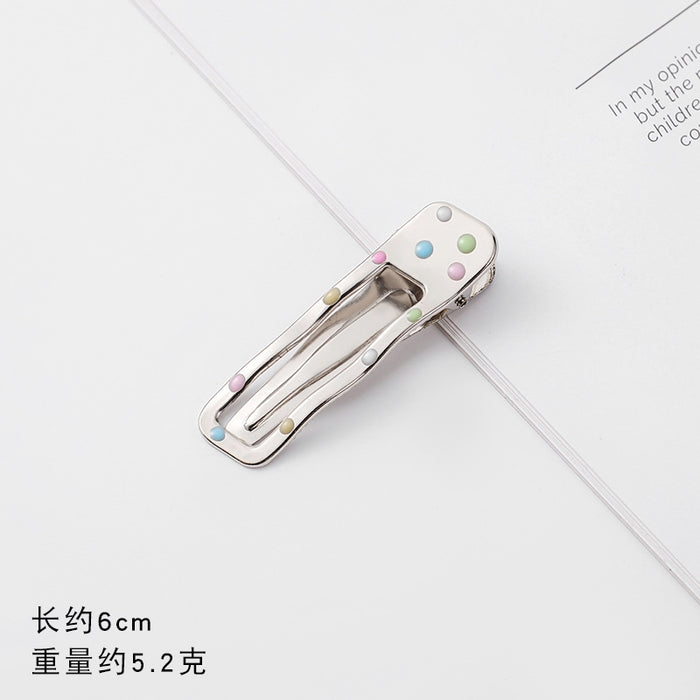 Wholesale Silver Metal Girl Hairpin New Oil Dripping Hair Accessories Cute Side Clip