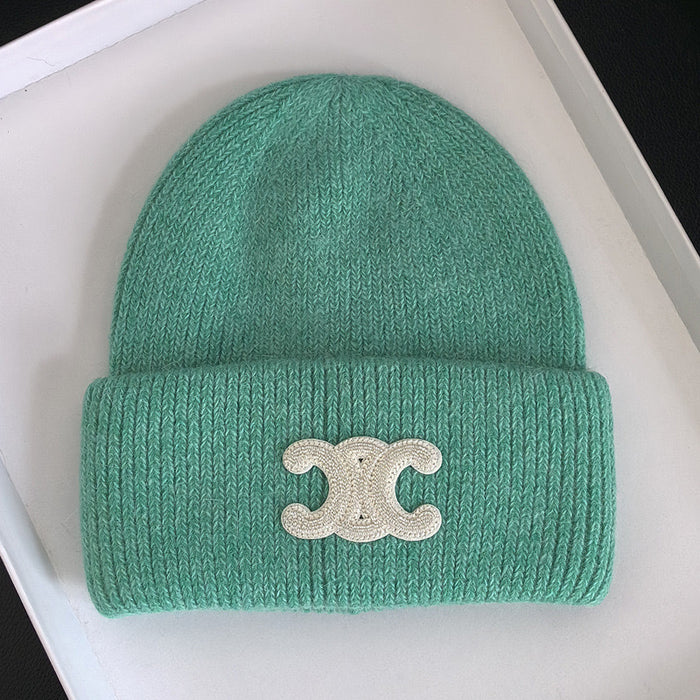 Wholesale Rabbit hair knitted hat, women's versatile woolen hat, winter warm and cold hat