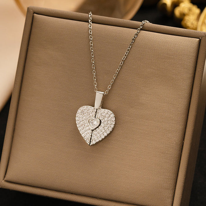 Wholesale Titanium Steel heart necklace Opening and Closing Necklace for Women choker necklace Jewelry