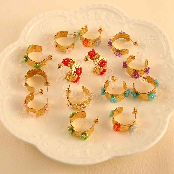 Wholesale Original design, personalized stainless steel earrings with small flowers, simple and fashionable temperament, flower earrings wholesale