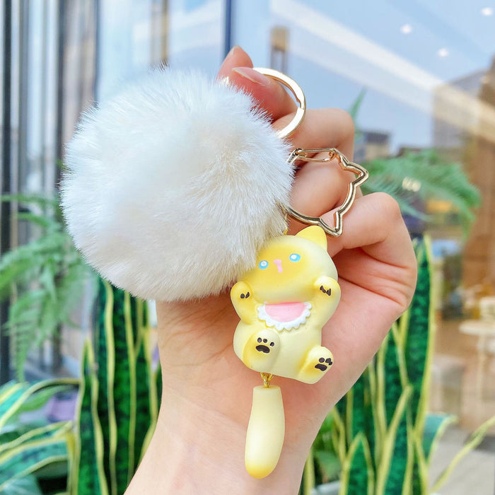 Wholesale Plush keychain Siamese cat pendant resin cat key chain