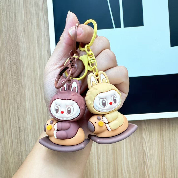 Wholesale  Rocker Horse Rab Cloth Keychain Cute Three-dimensional Doll Student Schoolbag Hanging Simple Car Pendant