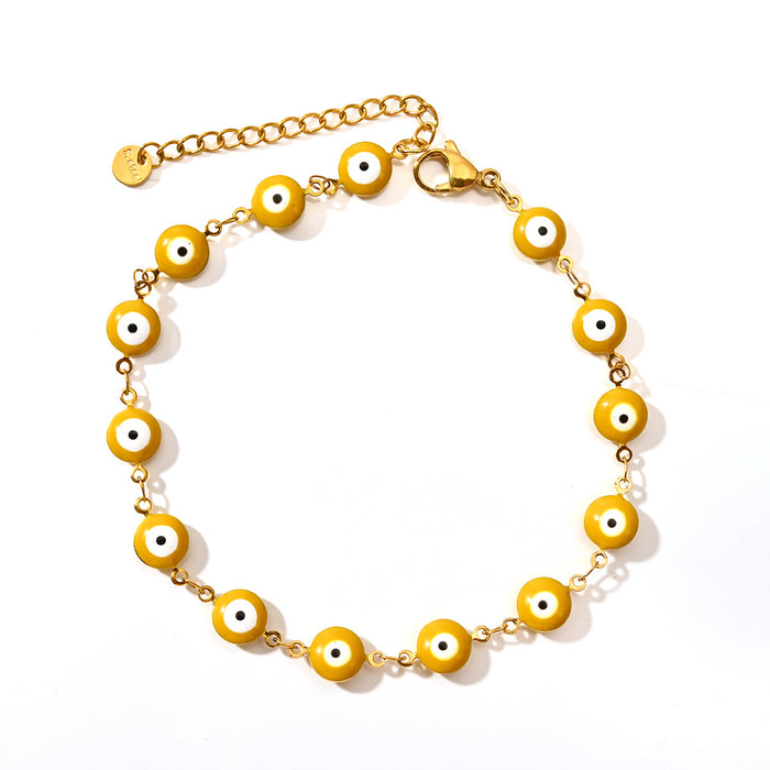 Wholesale Fashion classic style color preserving electroplated stainless steel Devil's Eye ankle chain multi-color wholesale