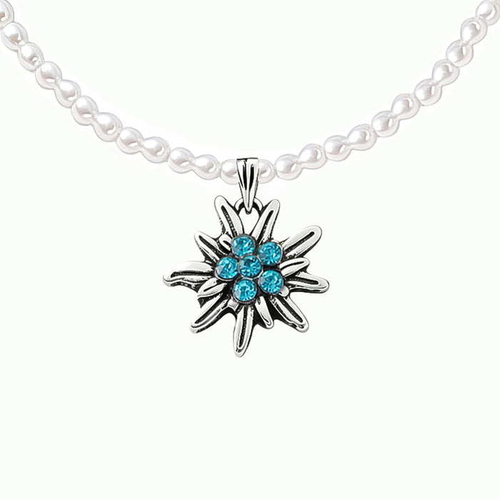 Wholesale Vintage Edelweiss Pendant Necklace Faux Pearl Rhinestone Oktoberfest Themed Women S Collarbone Chain Fashion Jewelry
