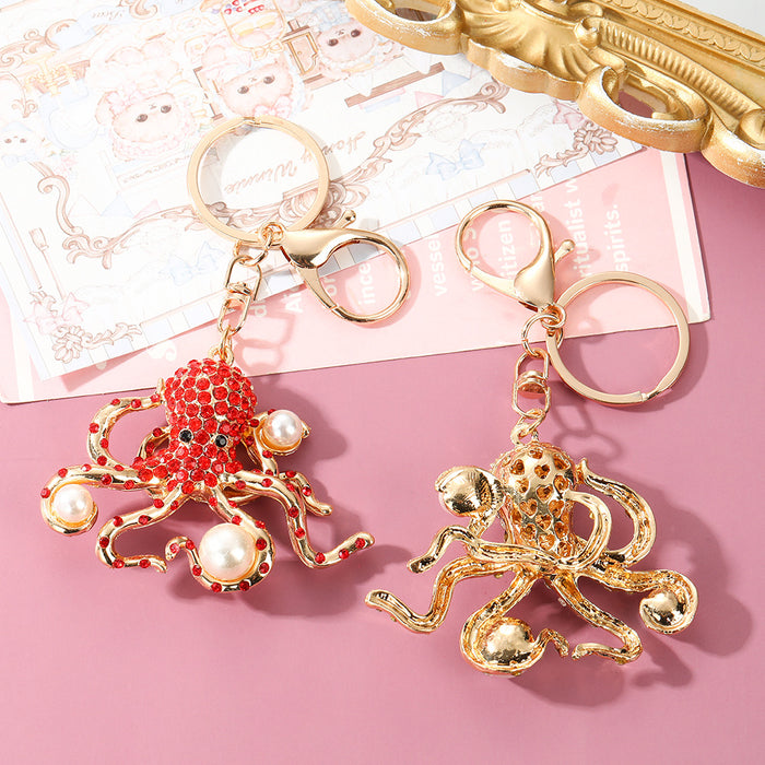 Wholesale Cute Octopus Rhinestone Keychain Fashion Car Key Accessory