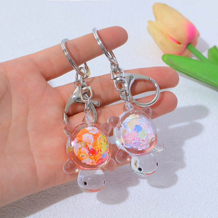 Wholesale Transparent Acrylic Turtle Keychain Padded Doll Pendant Girl Bag Pendant