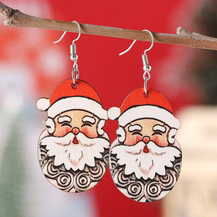 Wholesale Christmas  Pendant Earrings Wooden Double-Sided Earrings