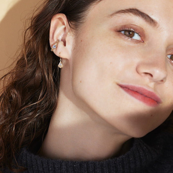 Wholesale Water droplet ice crystal natural light luxury ring earring set