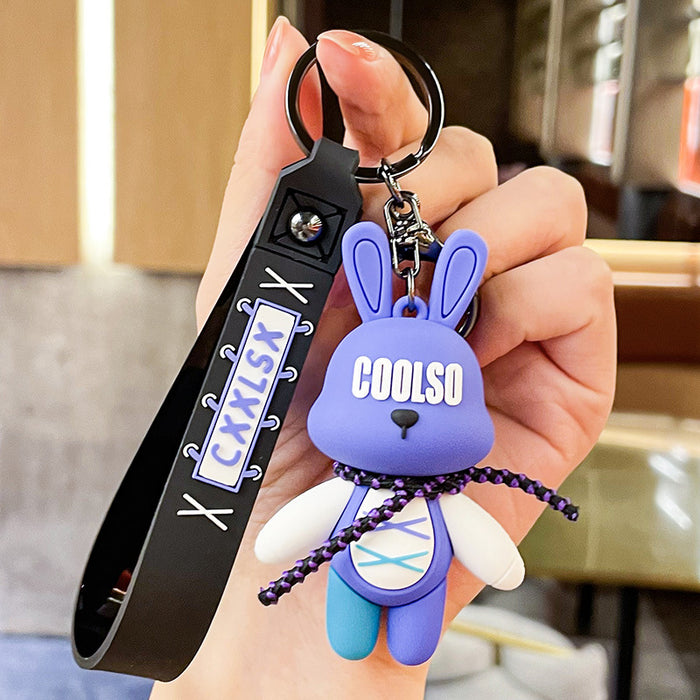 Wholesale Cartoon Doll Strap Bunny Bear Silicone Keychain JDC-KC-Benxin035