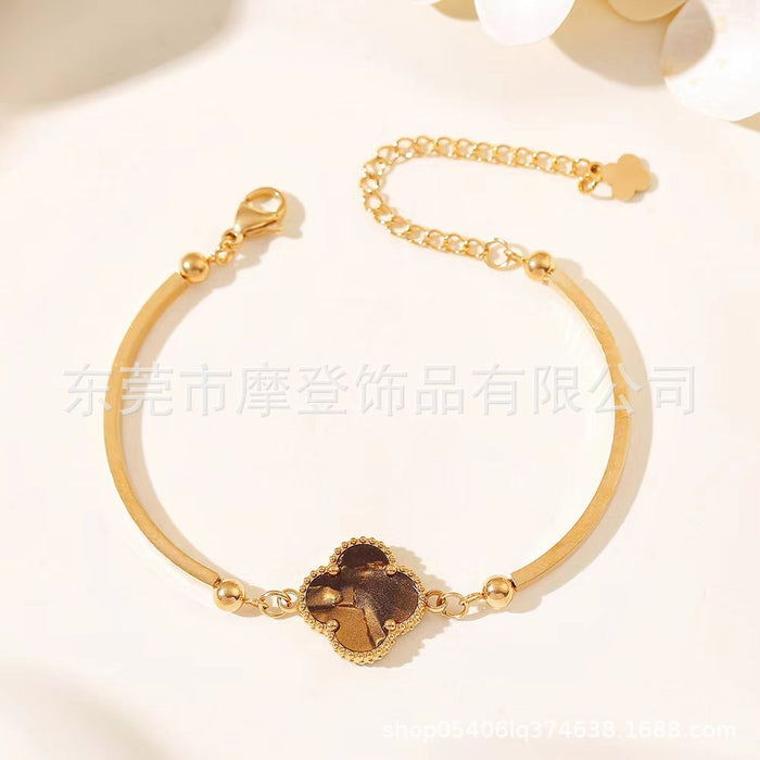 Wholesale titanium steel four-leaf clover bracelet JDC-BT-Modeng001