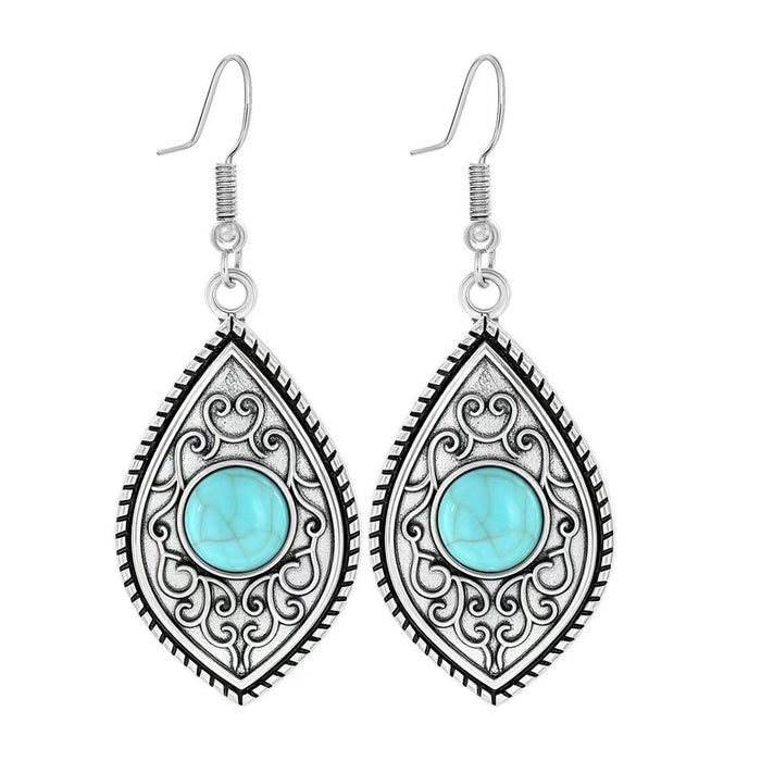 Wholesale Beach Vacation Geometric Alloy Earrings with Turquoise Acrylic Fashion Jewelry MOQ≥2
