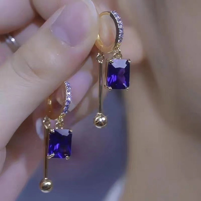 Wholesale diamond square earrings women's ear buckle  style temperament earrings