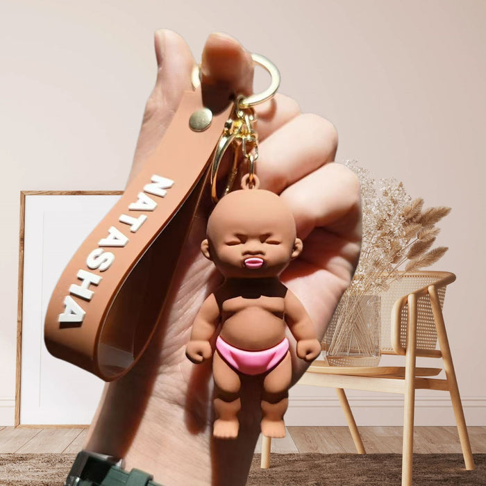 Wholesale Stylish Funny African Doll Keychain Pendant PVC Stress Relief Natasha Figure Car Key Accessory Bag Charm Decorative Gift