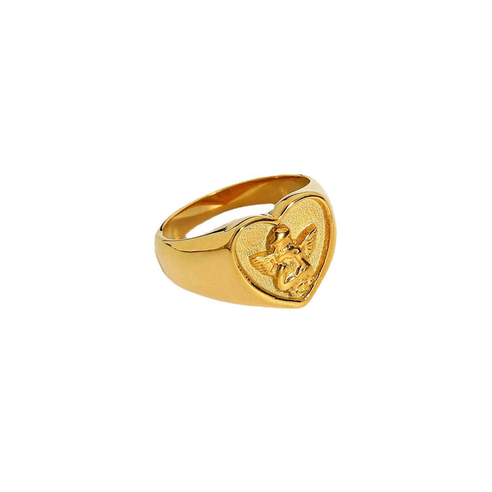 Wholesale 18k Gold Plated Stainless Steel Round Angel Rings JDC-RS-JD090