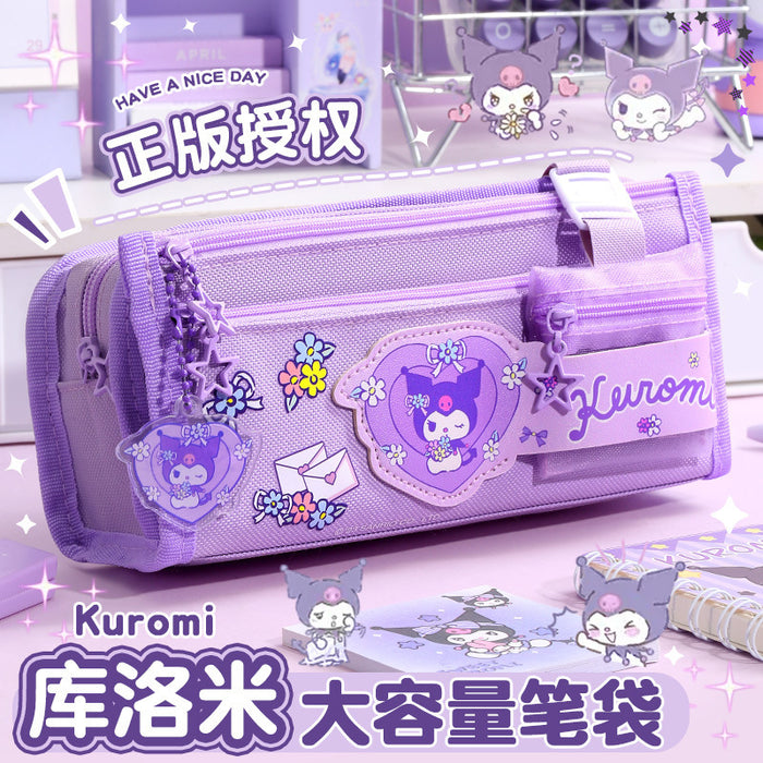 Wholesale Canvas Pencil Case for Girls Large Capacity Double Layer Casual School Gift
