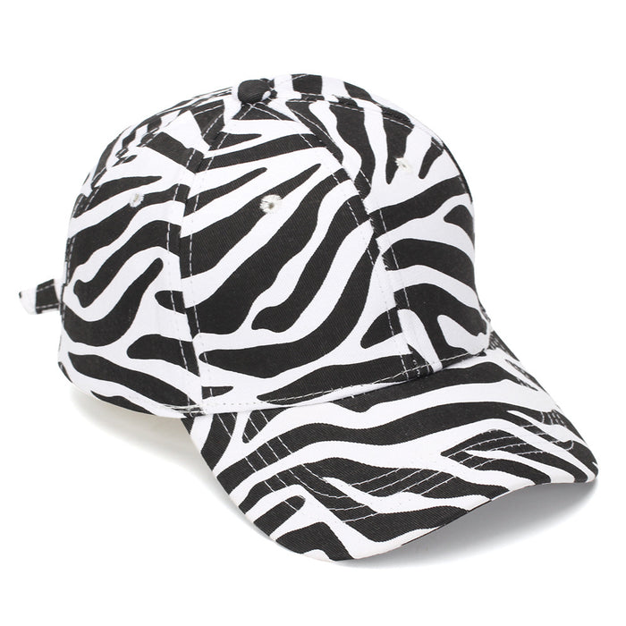 Wholesale Women' s Zebra Pattern Baseball Cap Curved Brim Sun Hat Summer Fashion