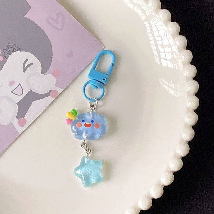 Wholesale Luminous Ice transparent thin flash keychain stars clouds cartoon girl heart student schoolbag ornaments girlfriends