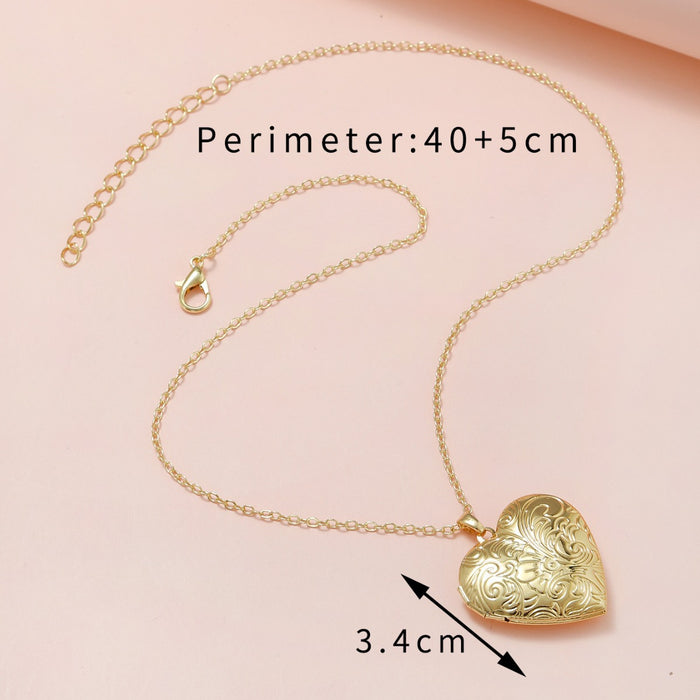 Wholesale Popular DIY Accessories Photo Box Engraved Pattern Openable Pendant Necklace Women's Jewelry