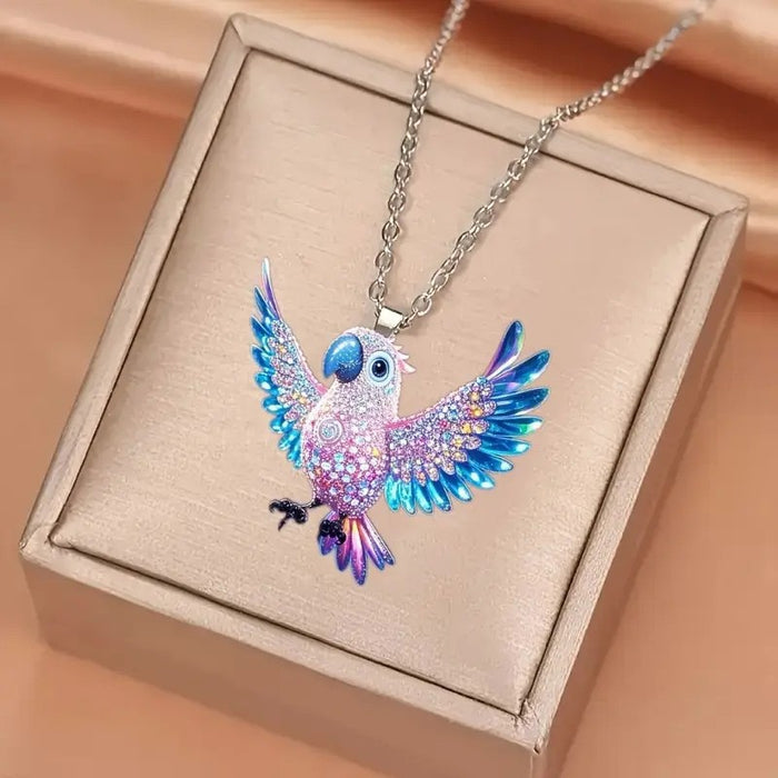 Wholesale Acrylic Colorful Parrot Bird Pendant Necklace with Ball Chain Fashion Jewelry Accessory