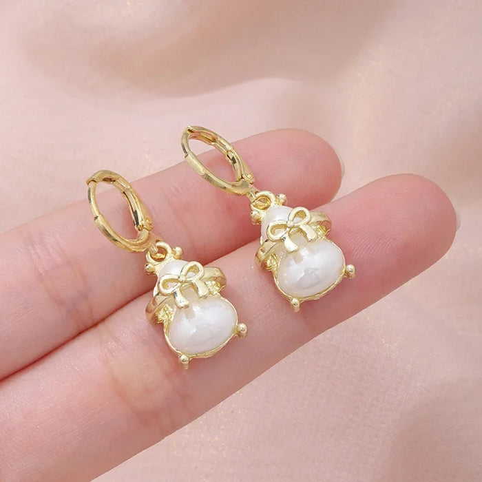 Wholesale Baroque Pearl  Rabbit Peanut Gourd Bow Fortune Bag Pendant Earrings